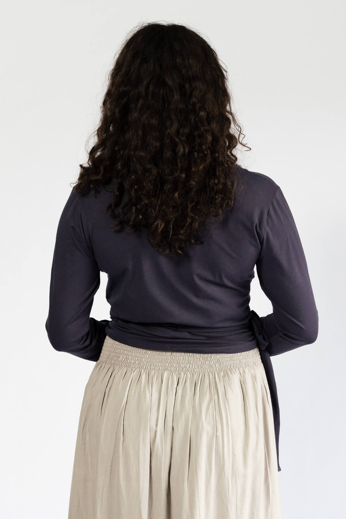 Surya Long Sleeve Organic Wrap Top - rear view