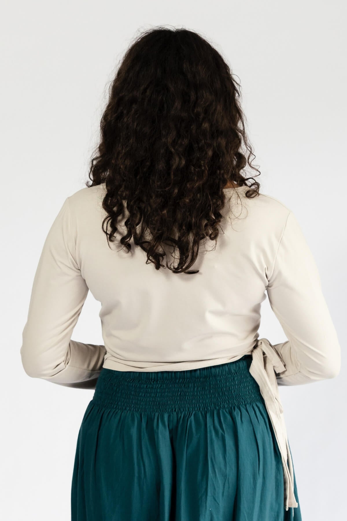 Surya Ethical Long Sleeve Organic Wrap Top - rear view