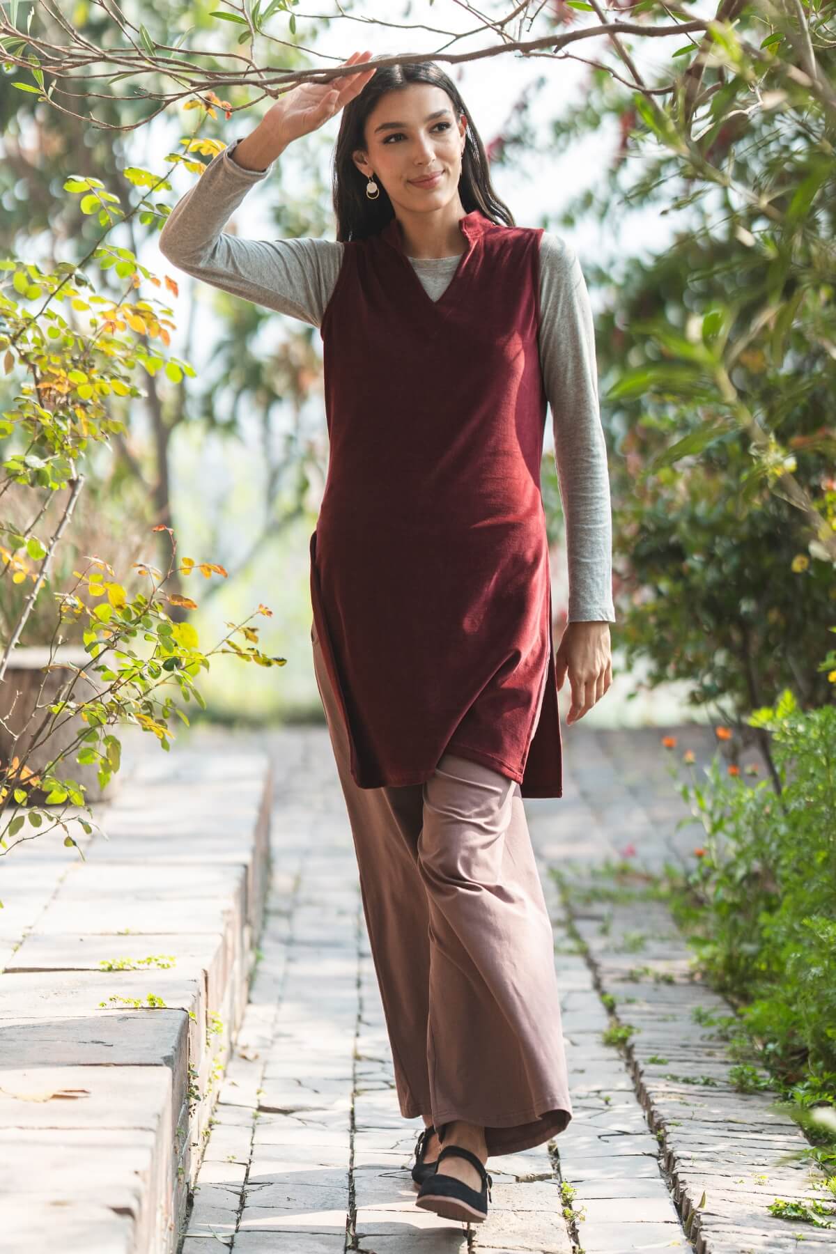 Surya Organic Cotton Velvet Pinafore - layer underneath