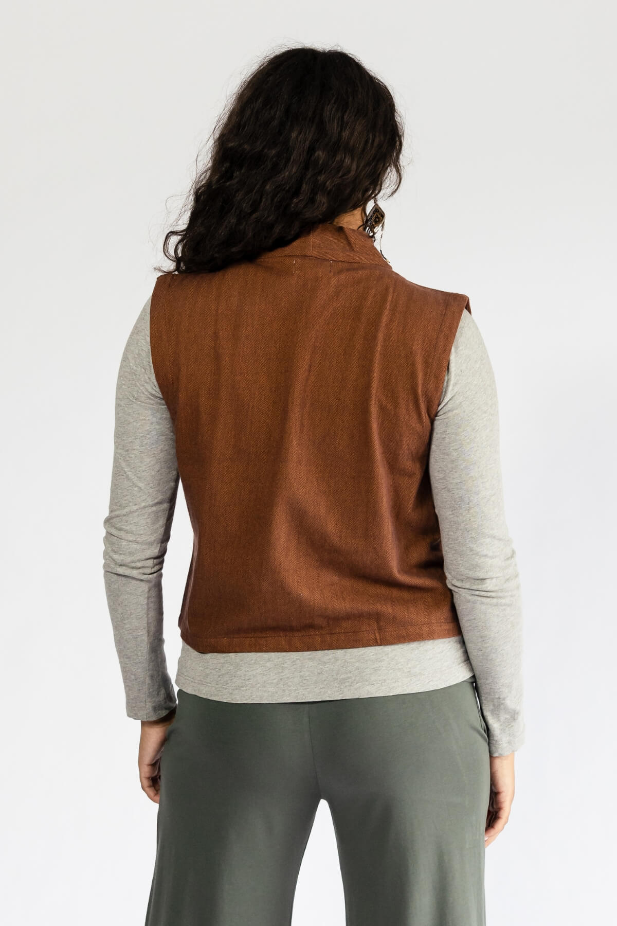 Surya Organic Jacquard Denim Vest - rear back view
