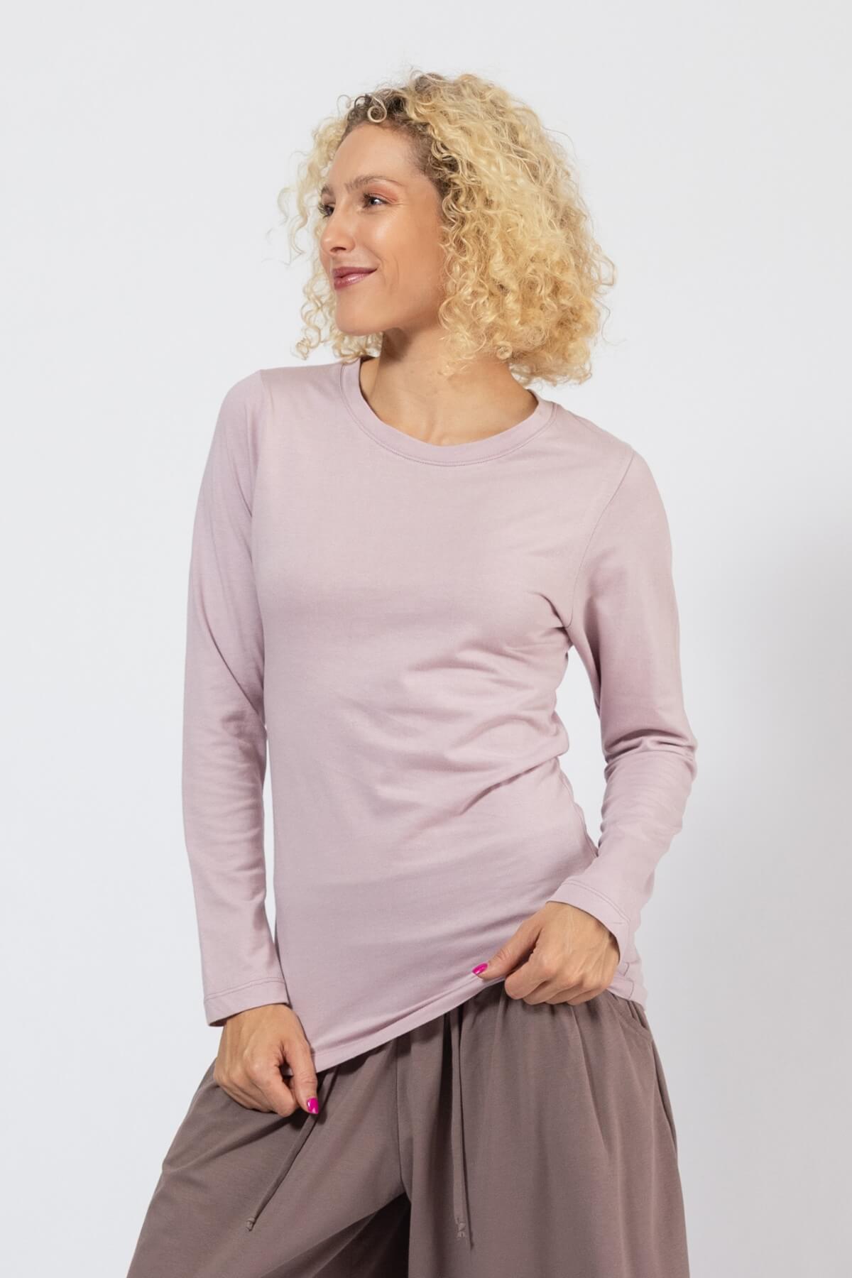 Organic cotton long sleeve tops for women - left side view