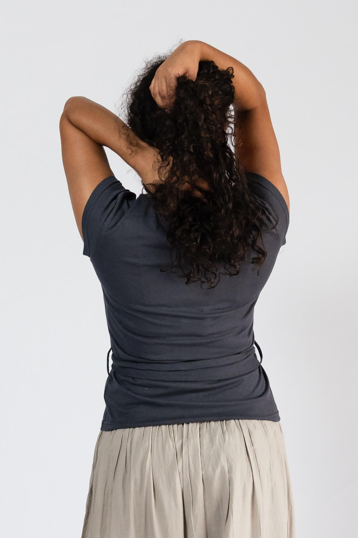 Organic Cotton Capped Sleeve Top for Women - rear view