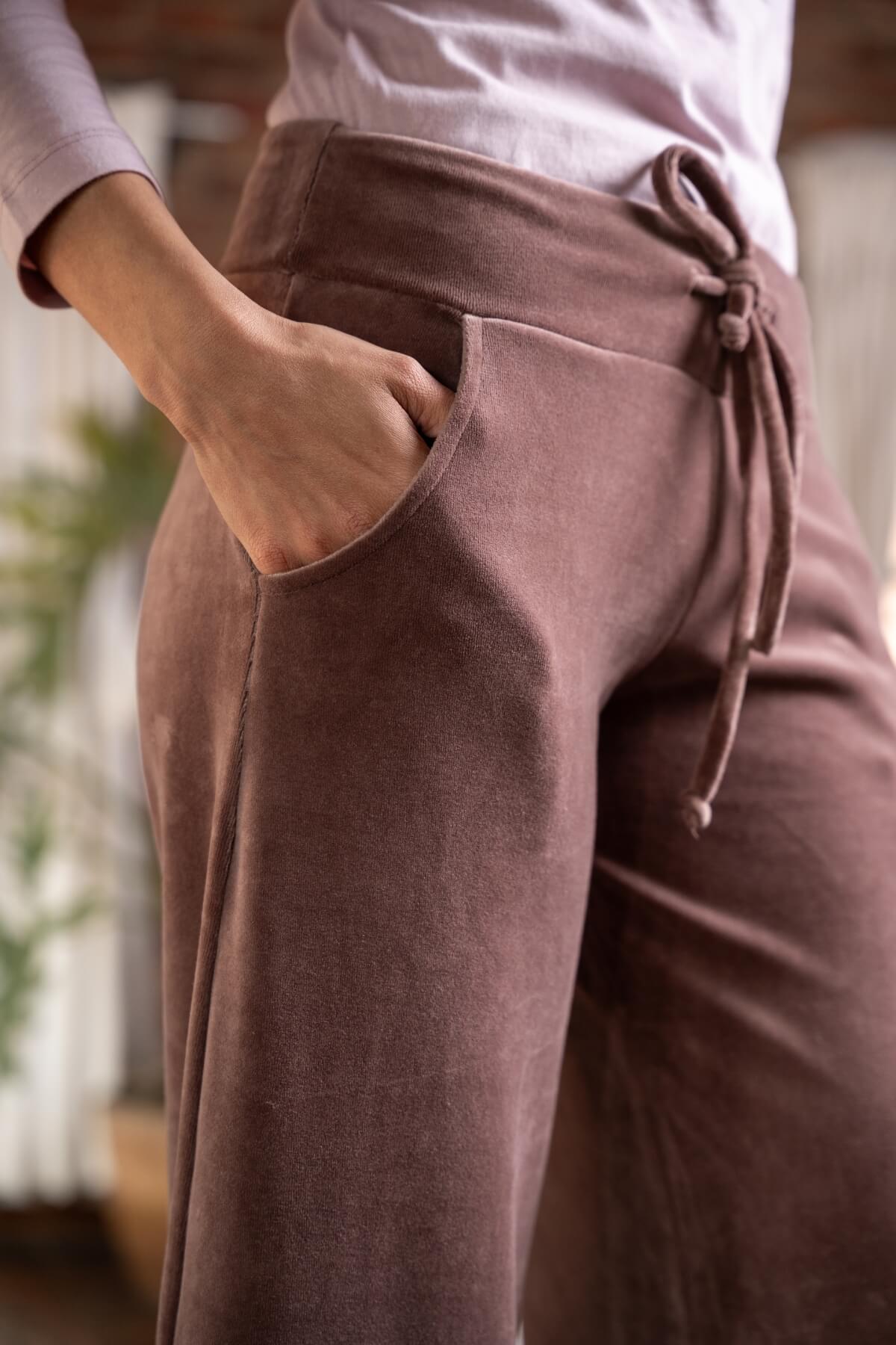 Organic Velvet Palazzo Pants for Women - with two hip pockets