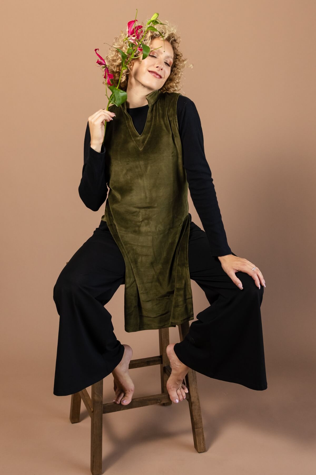 Surya Organic Cotton Velvet Pinafore - soft silky fabric