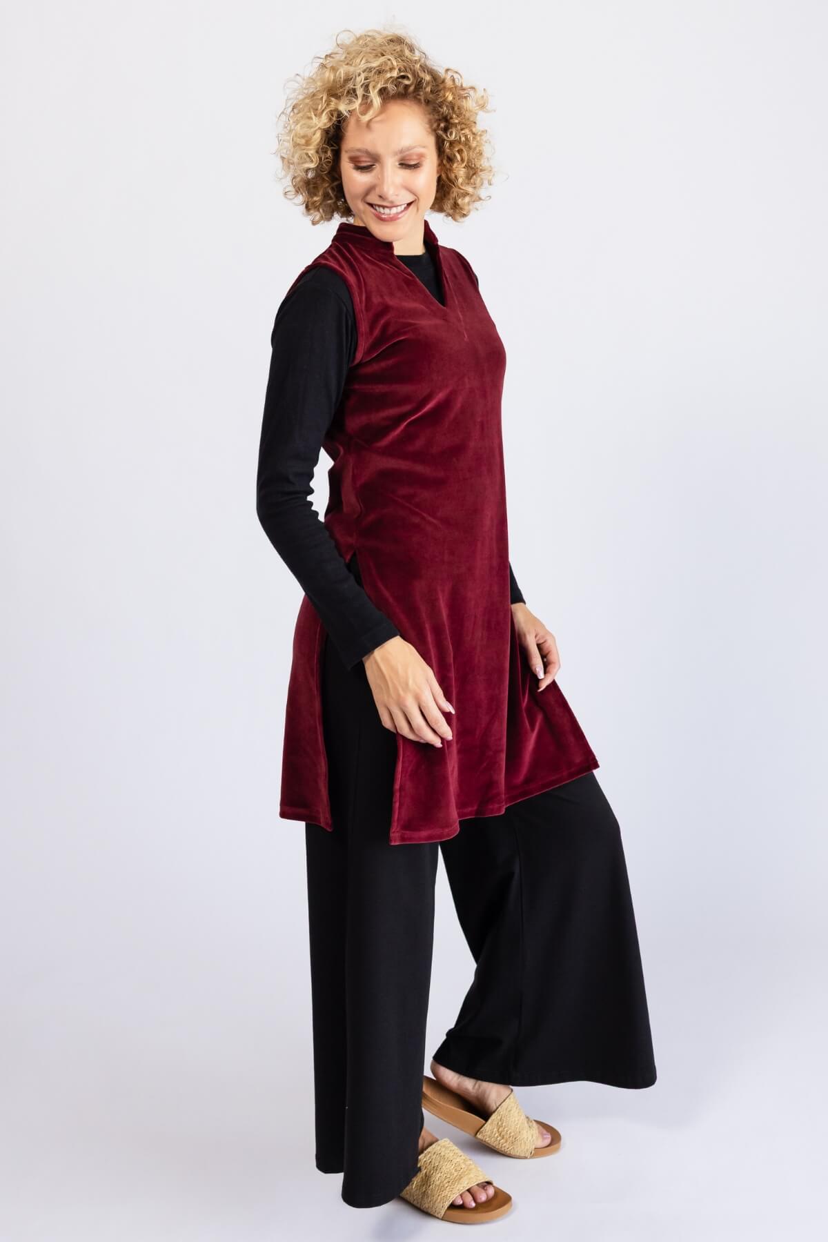 Surya Organic Cotton Velvet Pinafore - long side splits