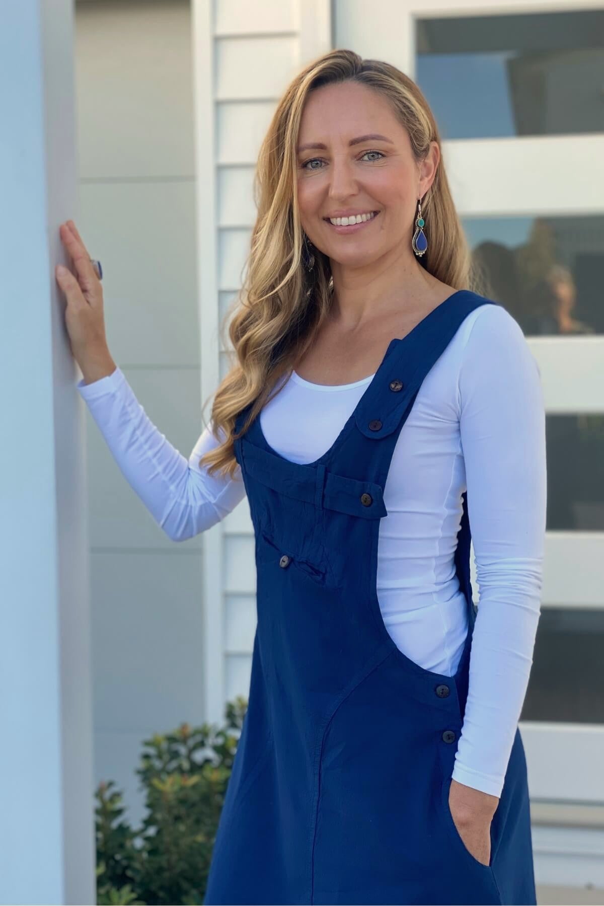 Surya Ethical Cotton Dungaree Dress - adjustable length shoulder straps