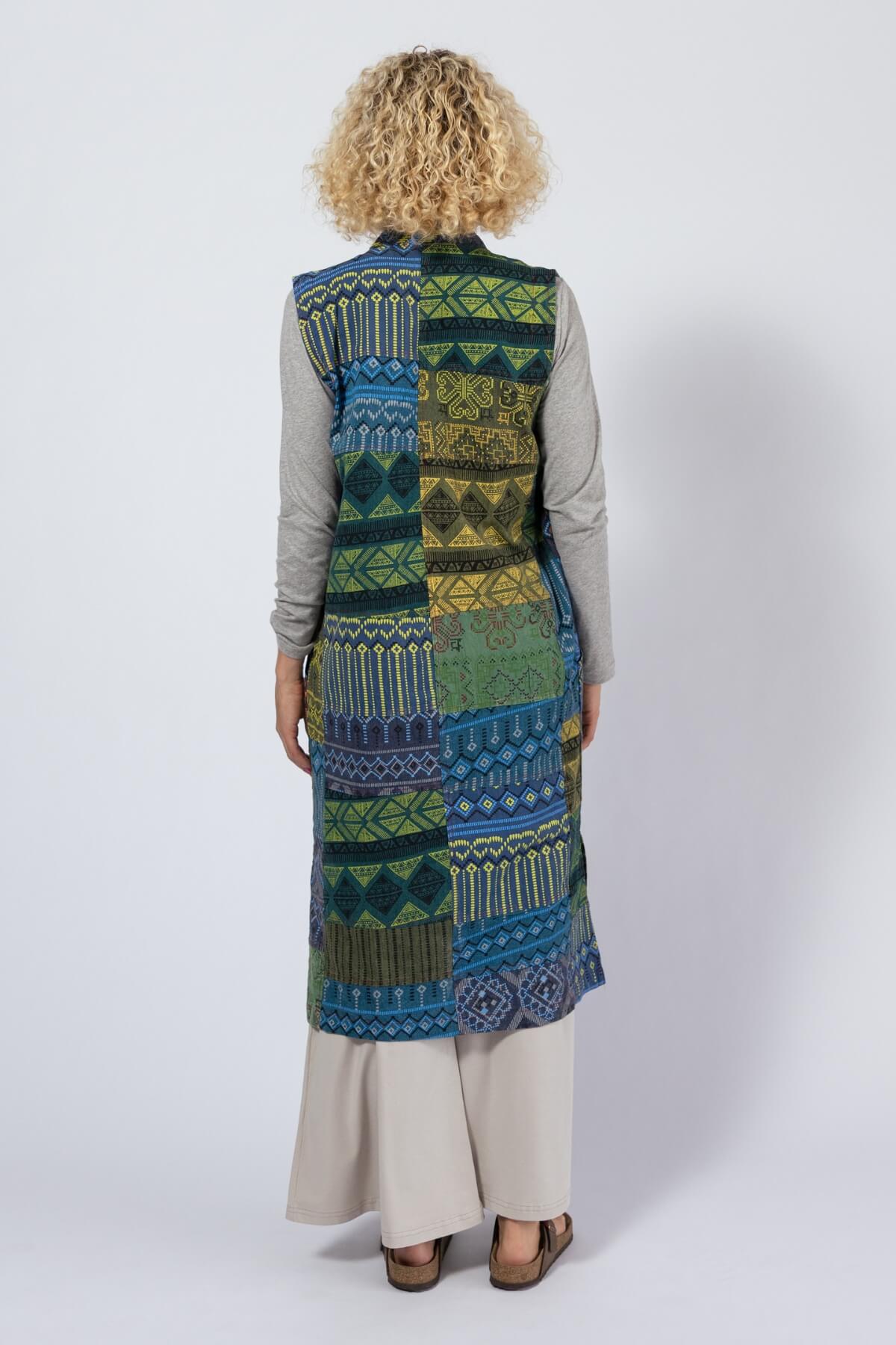 Cotton Sleeveless Patchwork Jacket for Women - rear view