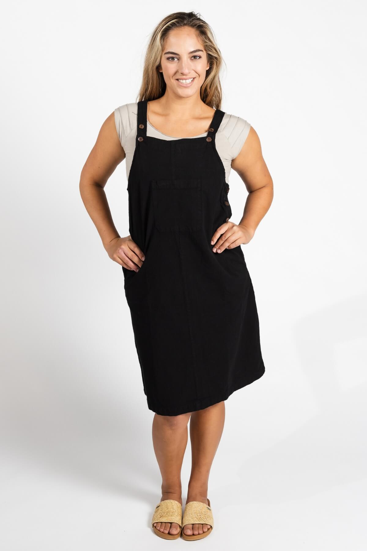 Surya Ethical Cotton 'Ayla' Pinafore made in Nepal - Black