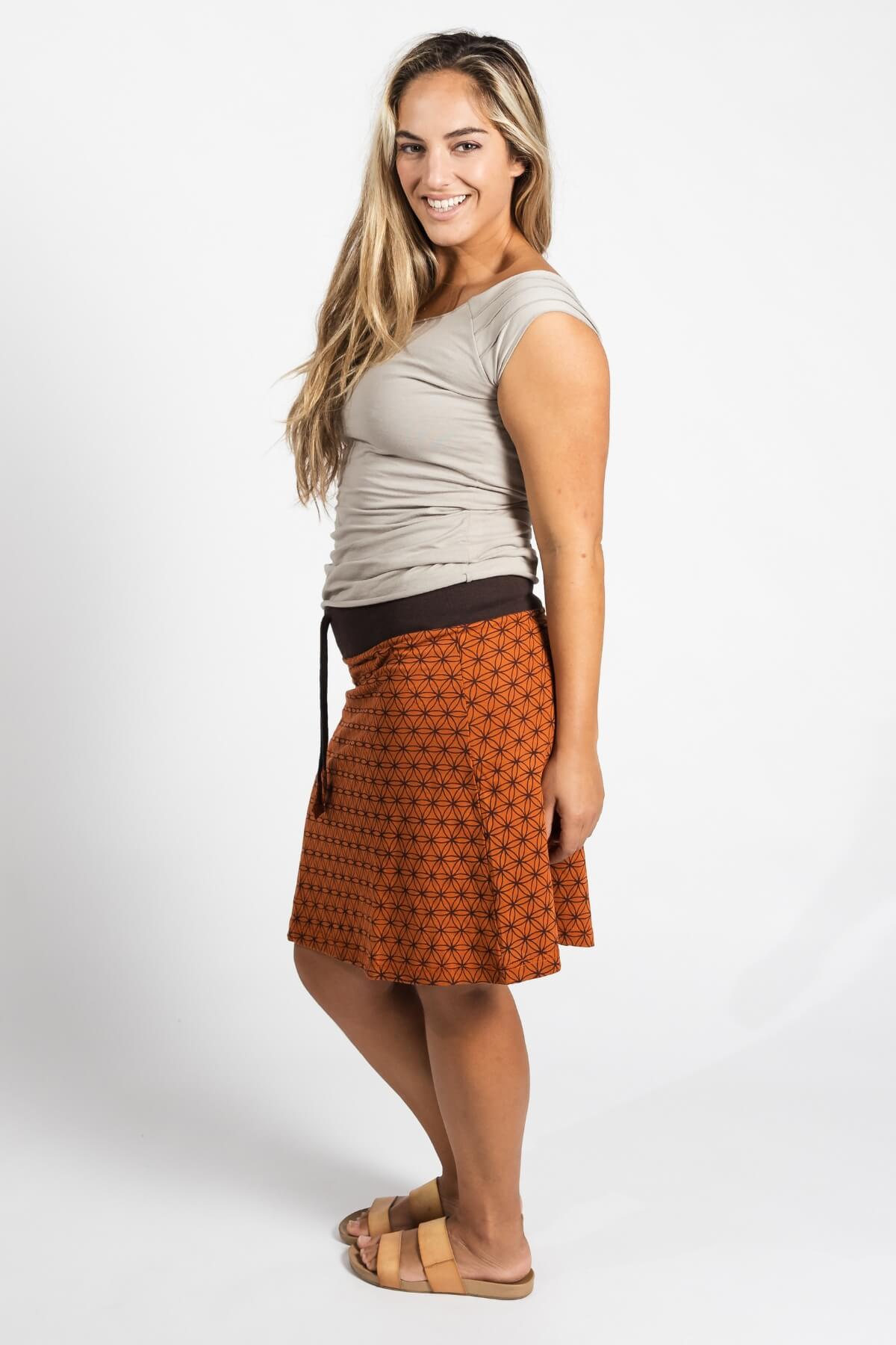 Surya Stretch Cotton 'Anita' Skirt made in Nepal - left side view