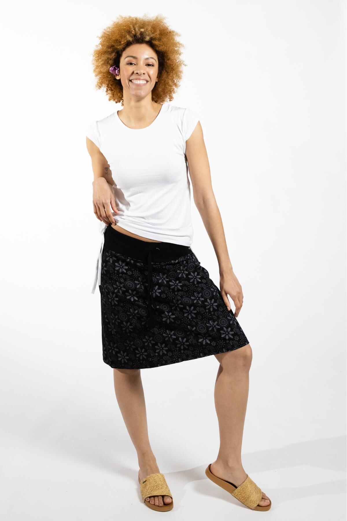 Surya Stretch Cotton 'Stella' Skirt made in Nepal - waistband detail