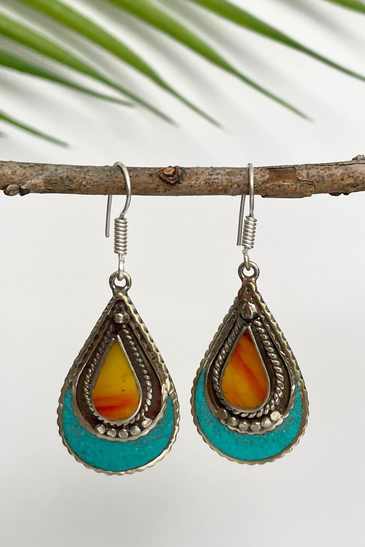 Surya Handmade Tibetan Earrings - ethically made in Nepal