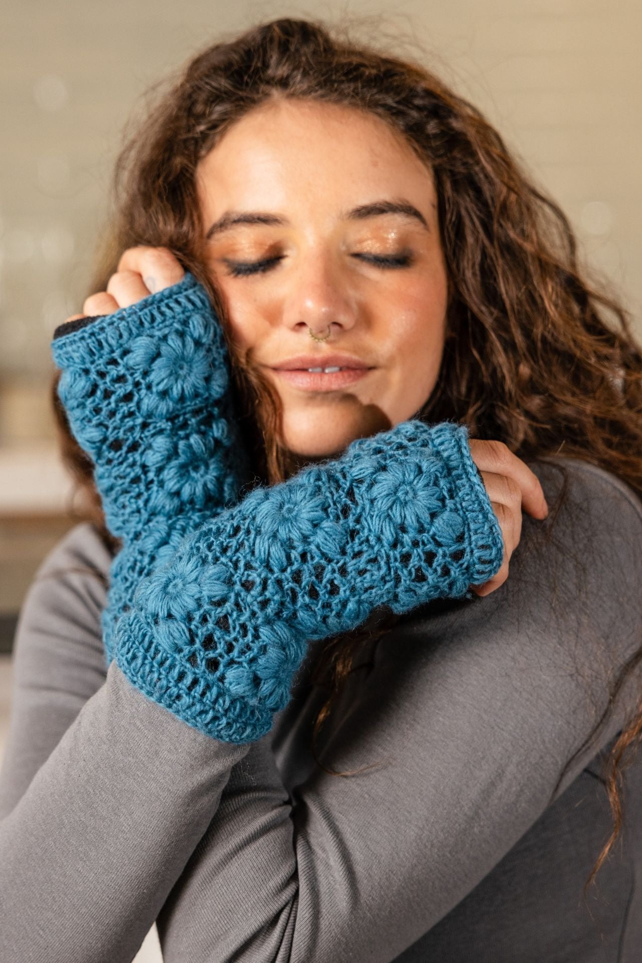 Surya Australia Woolen Hand warmers from Nepal - Cobalt