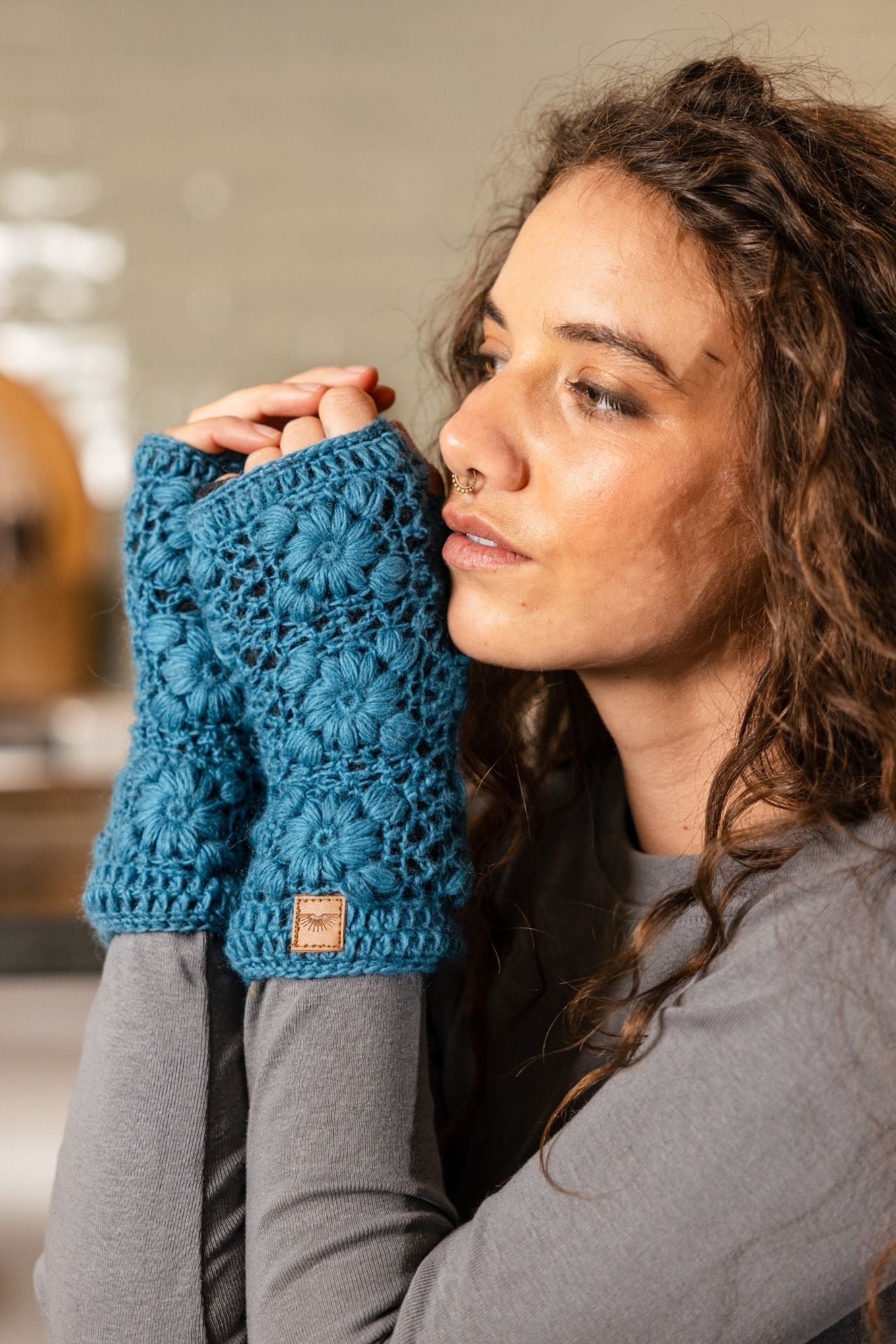 Surya Australia Woolen Hand warmers from Nepal - Cobalt