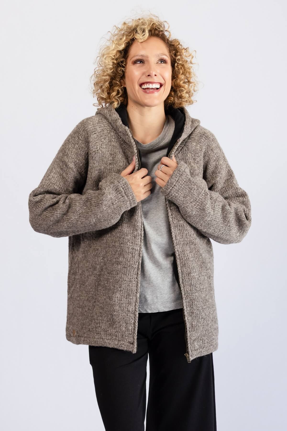 Surya Mulesing Free Wool Jackets for Women - with extra large hood