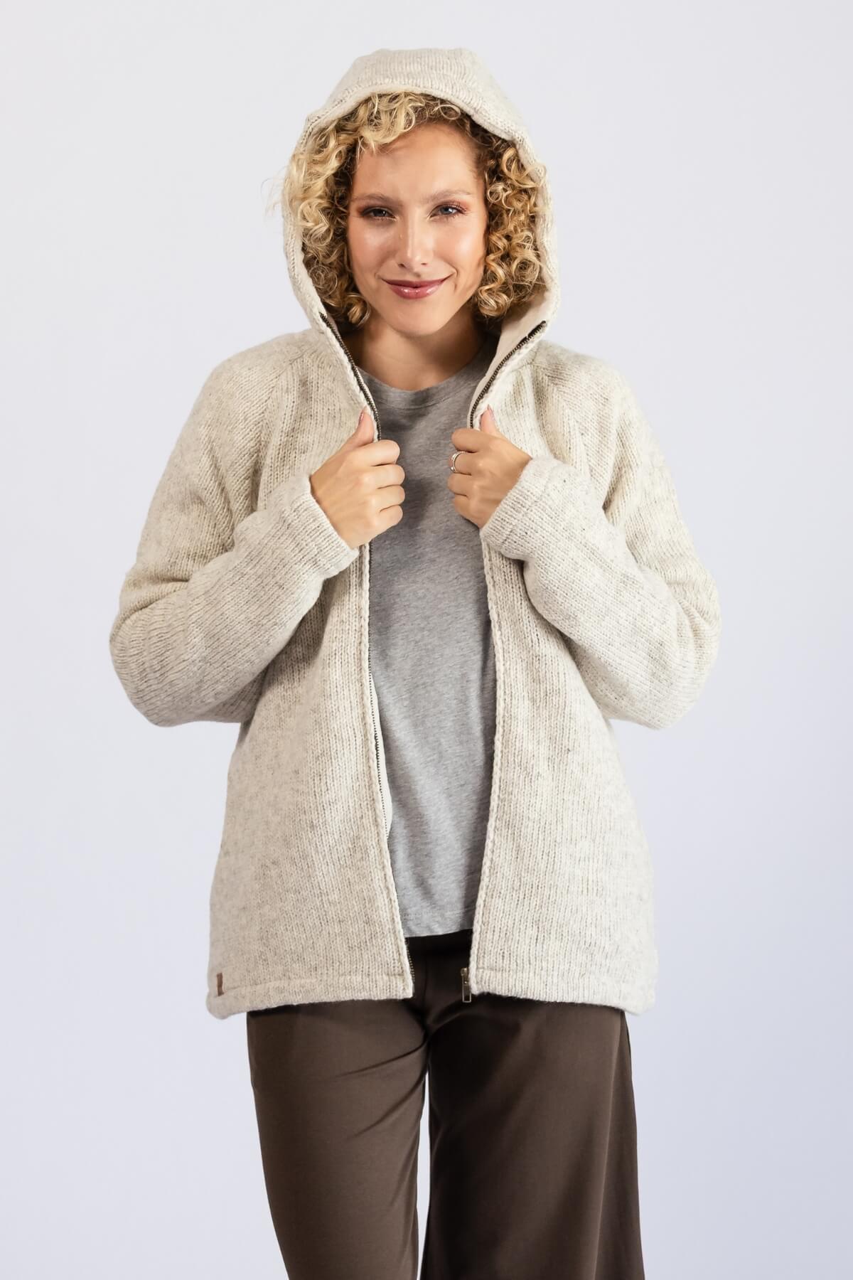 Surya Wool Jacket for Women - with large hood