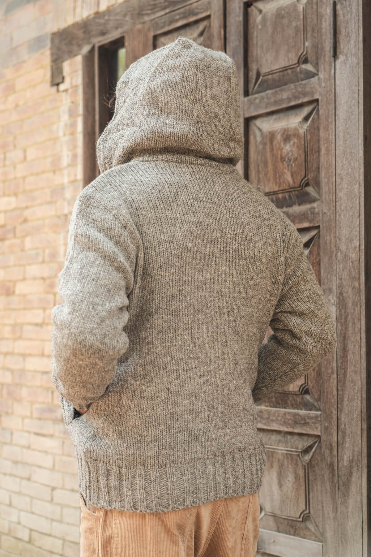 Surya Wool Jacket with Hood for Men - rear view
