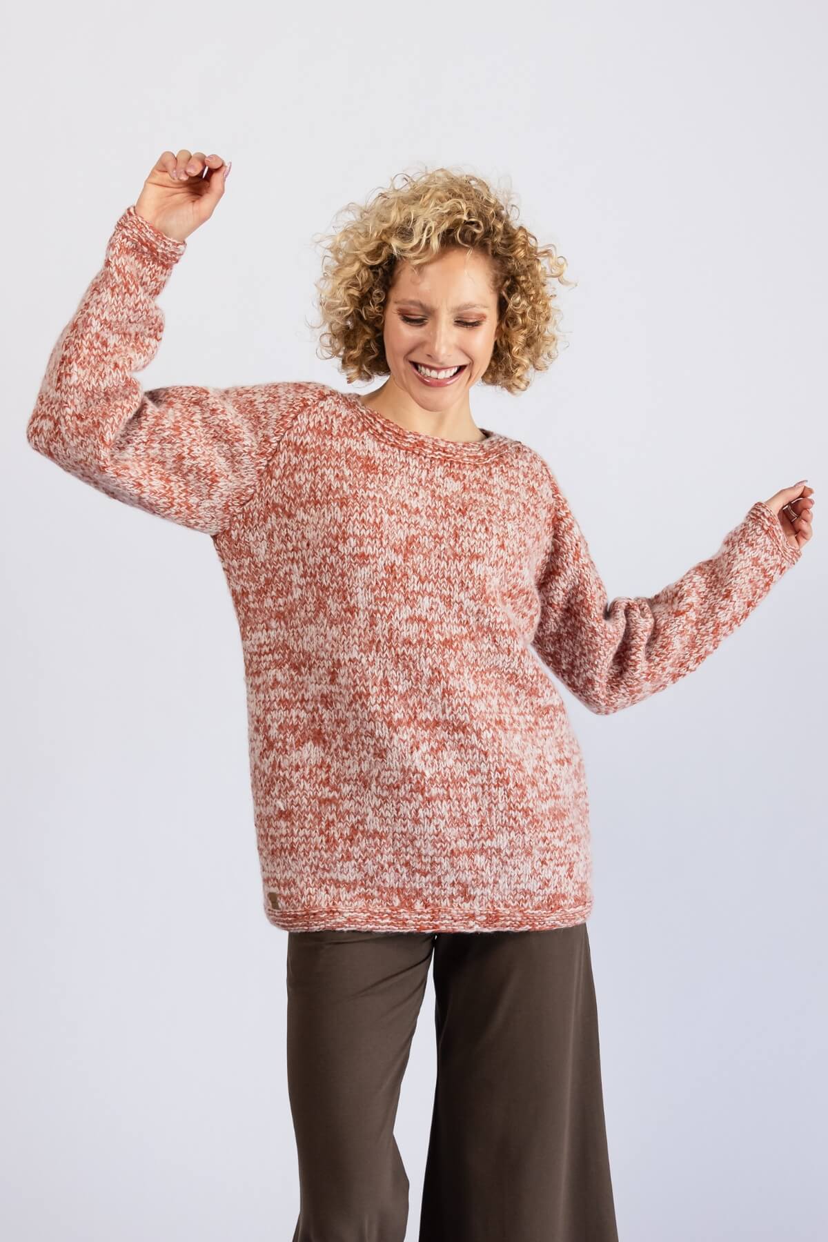 Surya Ethical Wool Sweater made in Nepal - Burnt Orange