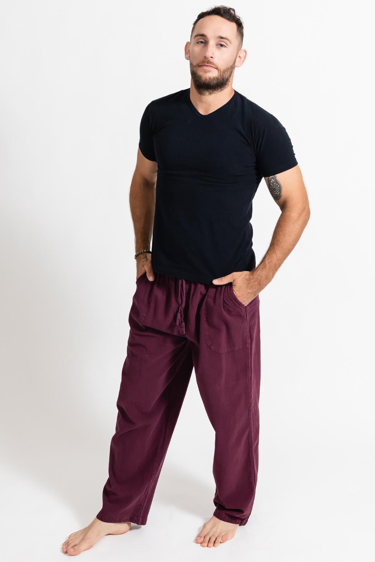 Surya Cotton Everyday Pants for Men - Wine colour