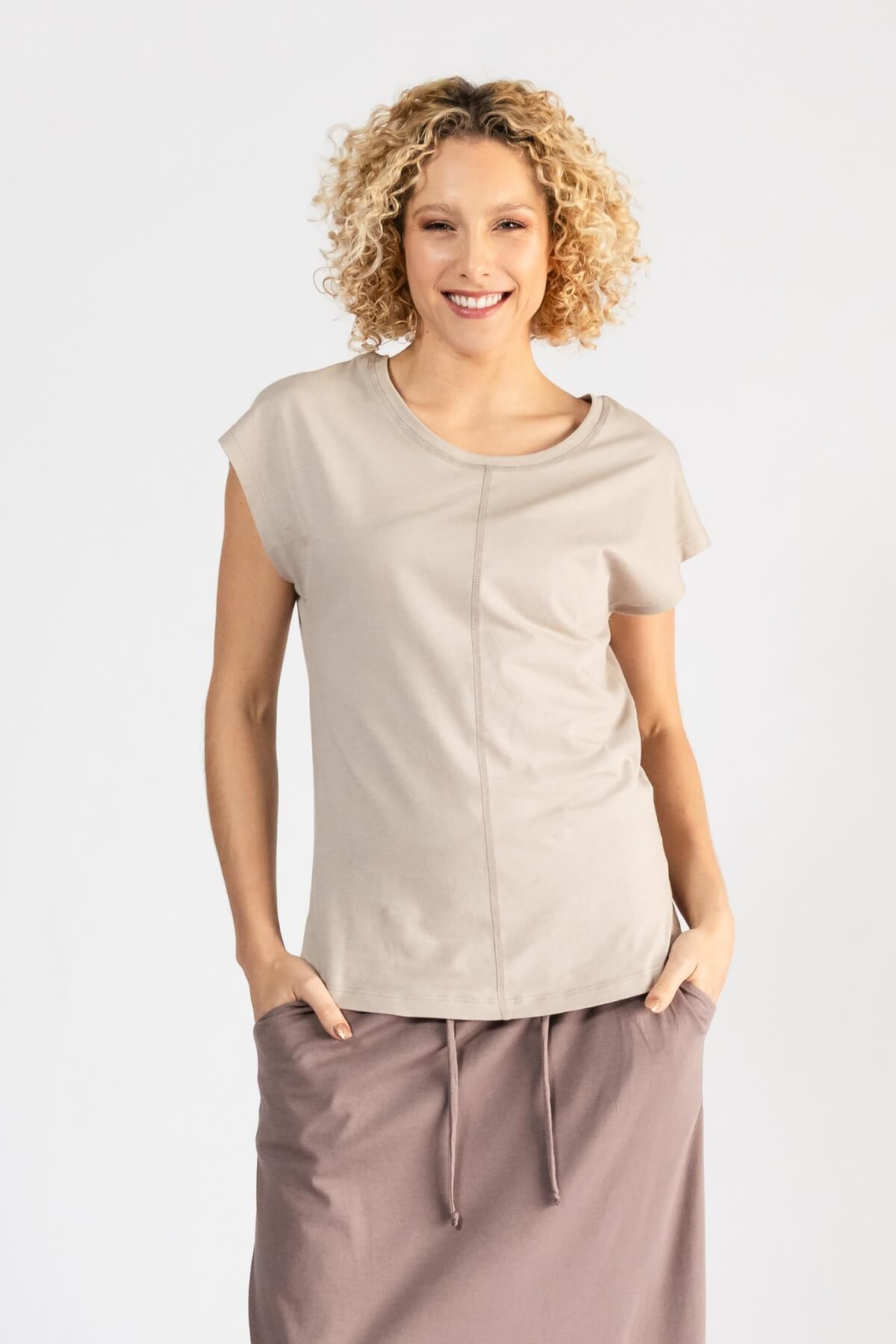 Surya Everyday Basic Organic Cotton Top for Women - Oyster beige