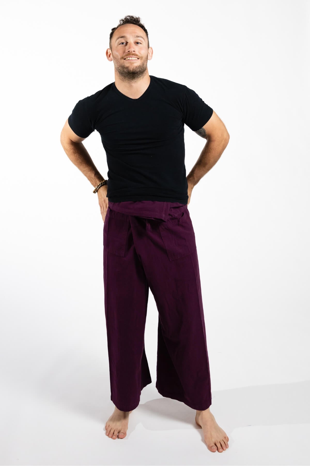 Surya Cotton Fisherman Pants for Men - Wine