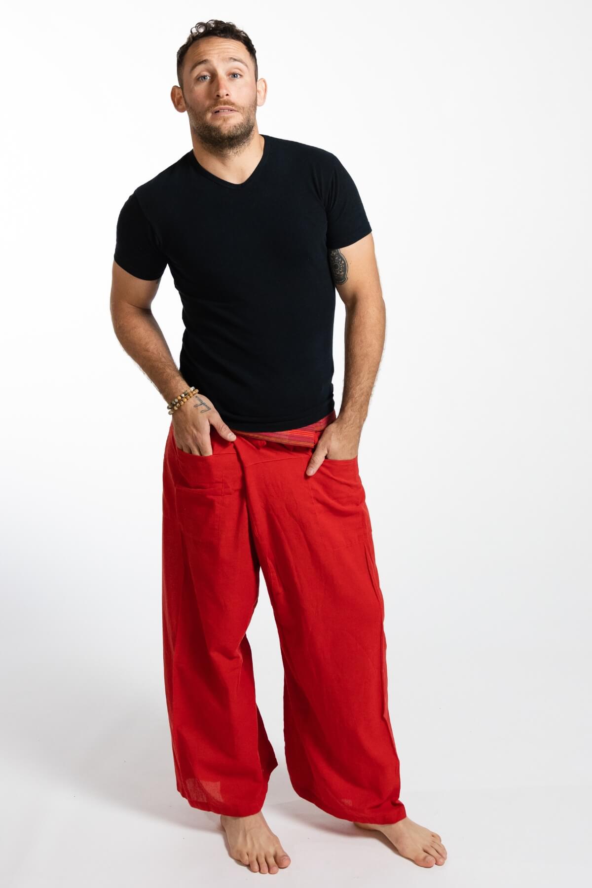 Surya Lightweight Cotton Fisherman Pants - Red