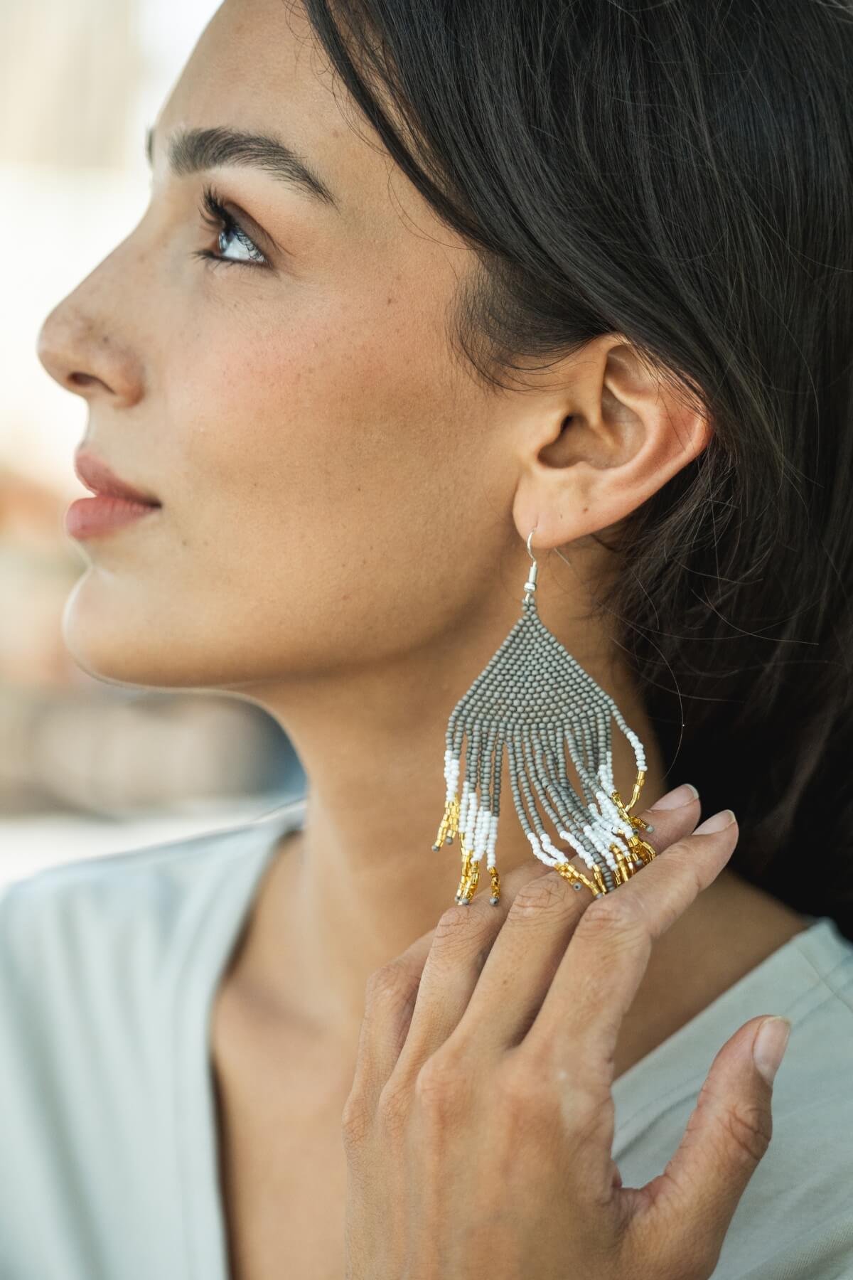 Surya Glass Bead Earrings - Ethically made in Nepal