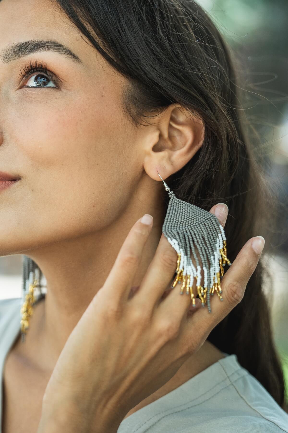 Surya Handmade Glass Bead Earrings - Ethically made in Nepal