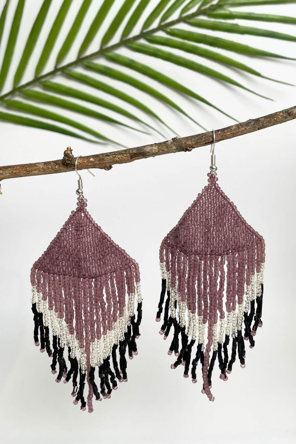 Surya Handmade Glass Bead Earrings - French Lavender