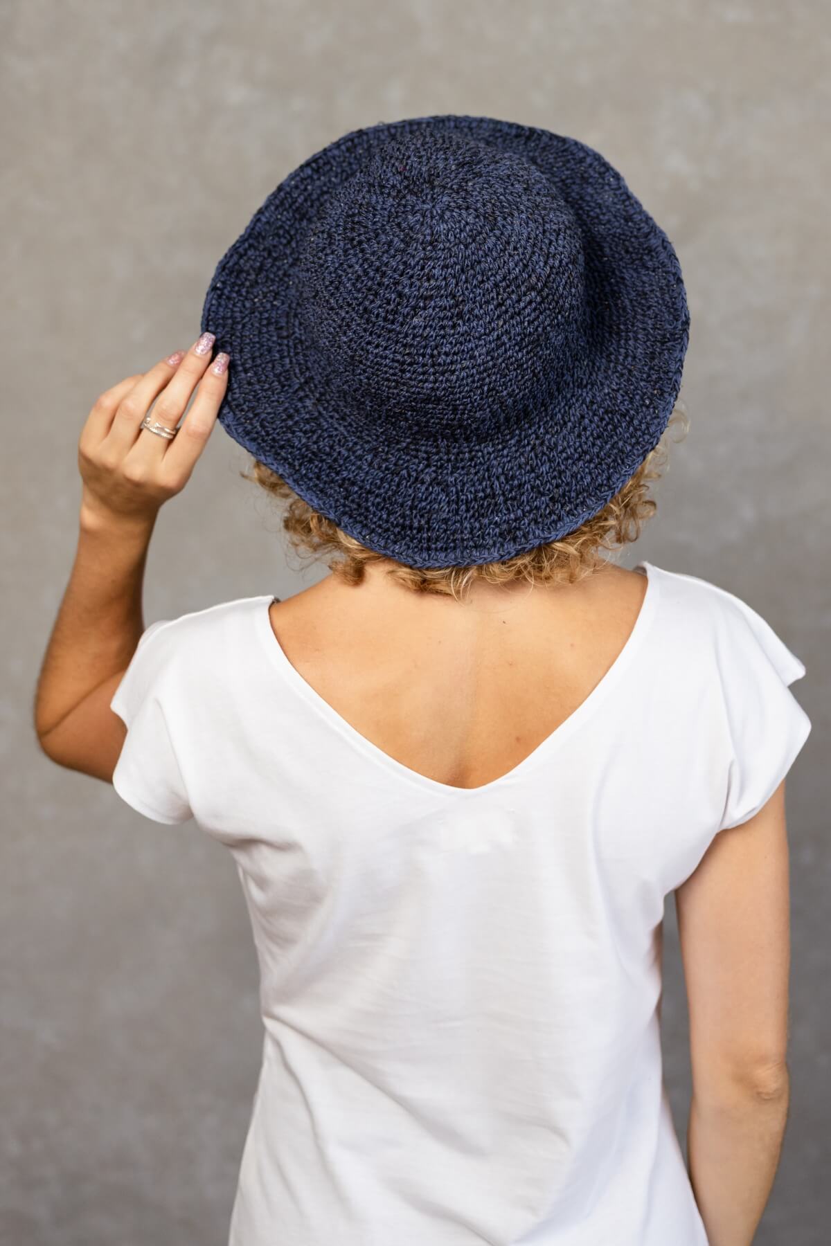 Surya Crocheted Hemp Hat - Dark Blue