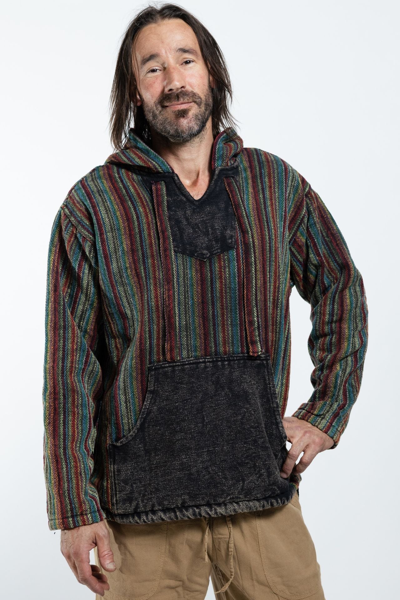 Surya Australia Ethical Cotton 'Wanderer' Hoodie for Men from Nepal - Black