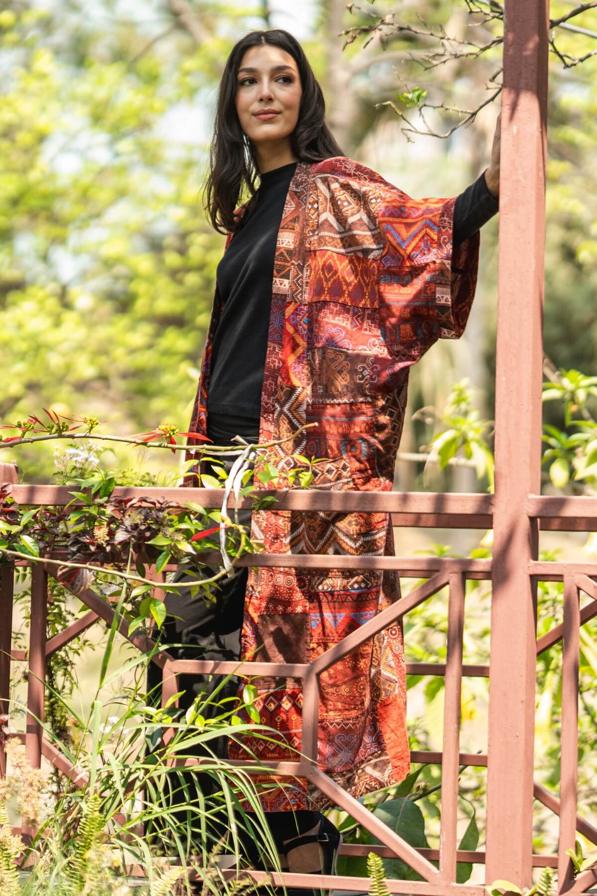 Surya Cotton Patch Duster Jacket - kimono style sleeves