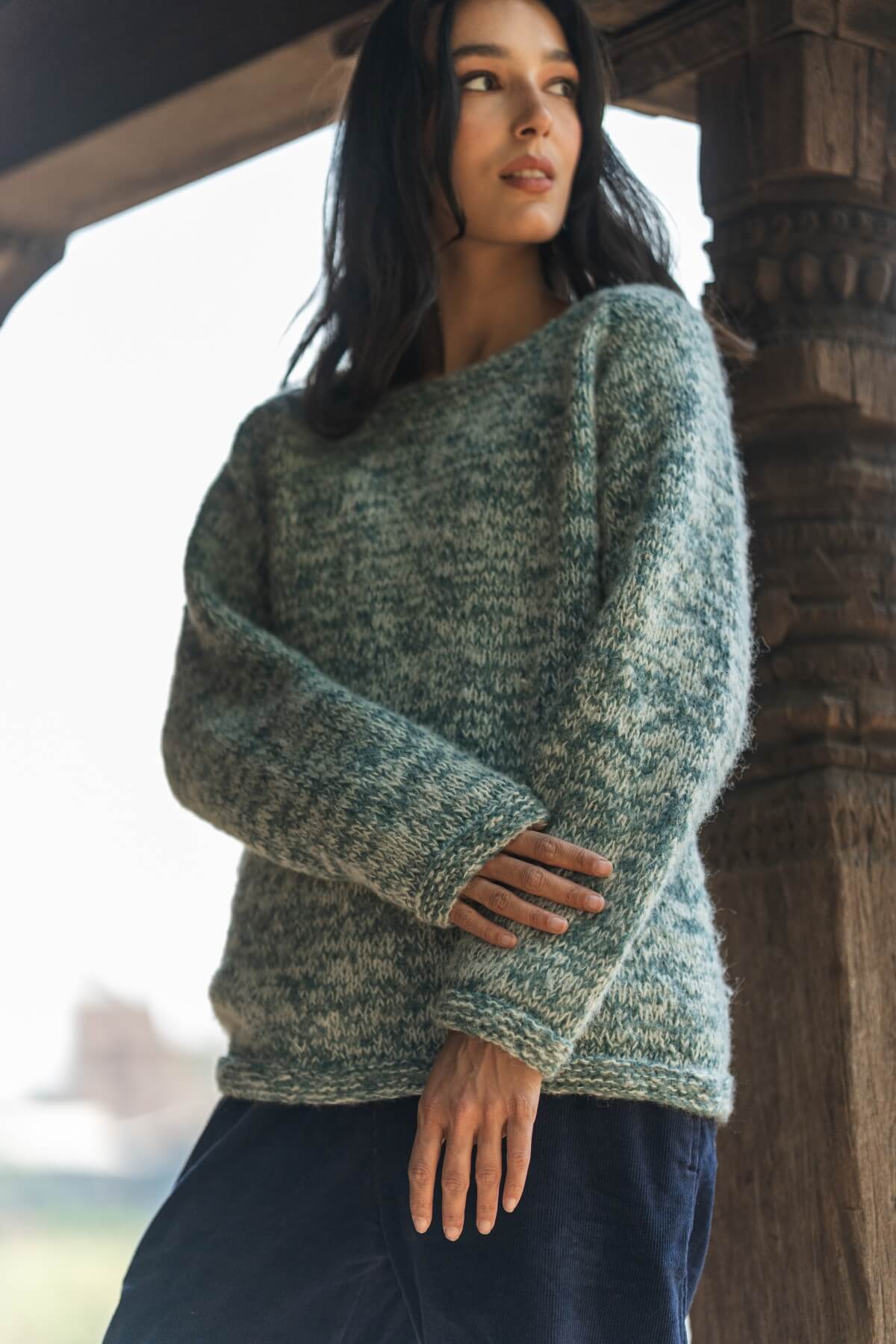 Surya Mulesing Free Wool Jumper - on location in Kathmandu, Nepal