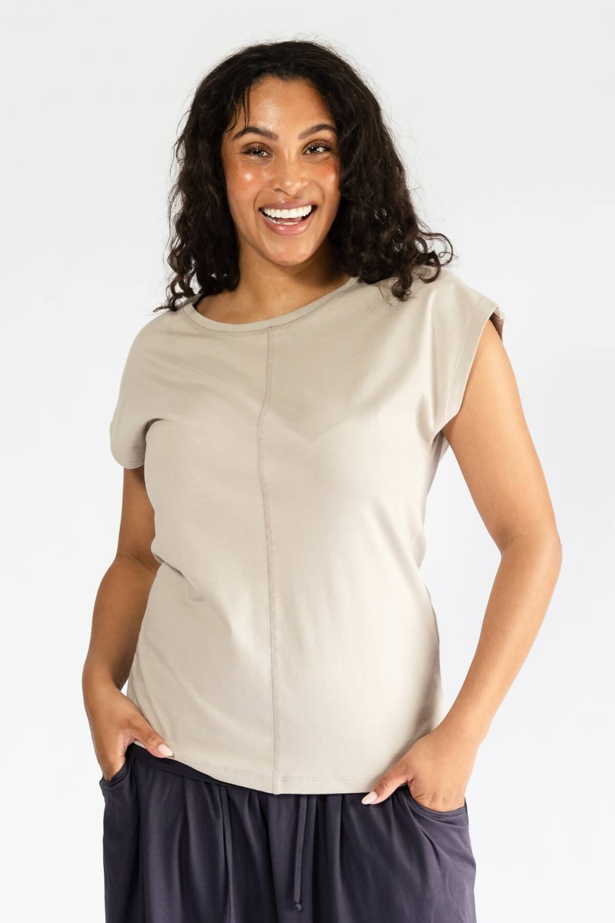 Surya Everyday Basic Organic Cotton Top for Women - rounded neckline