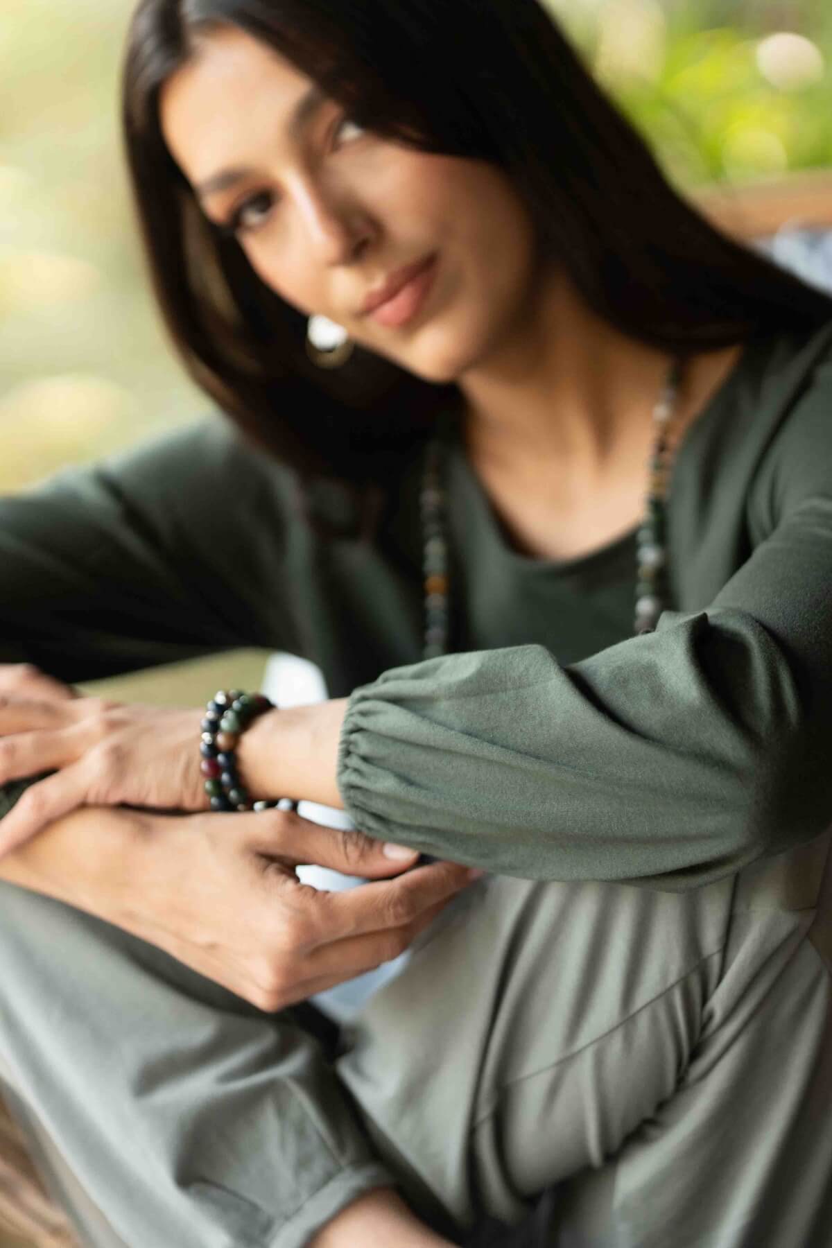 Surya Organic Cotton 'Zoe' Top - elastic sleeves detail