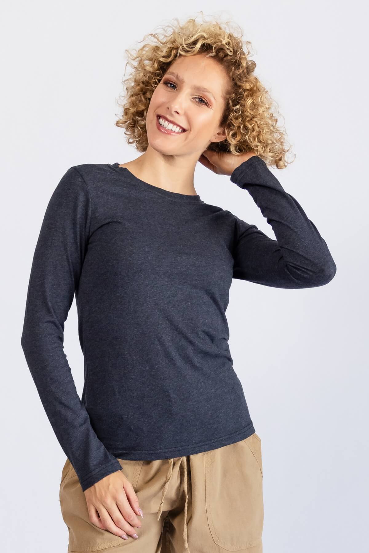 Surya Organic Cotton Long Sleeve Basic Top - flattering silhouette