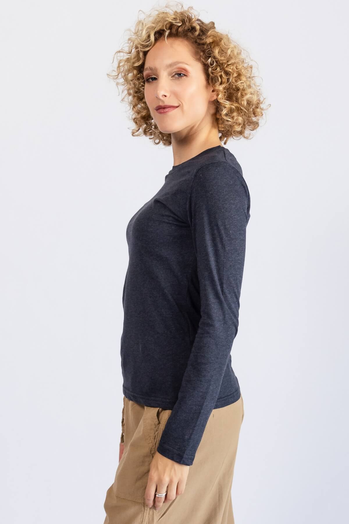 Surya Organic Cotton Long Sleeve Basic Top - left side view