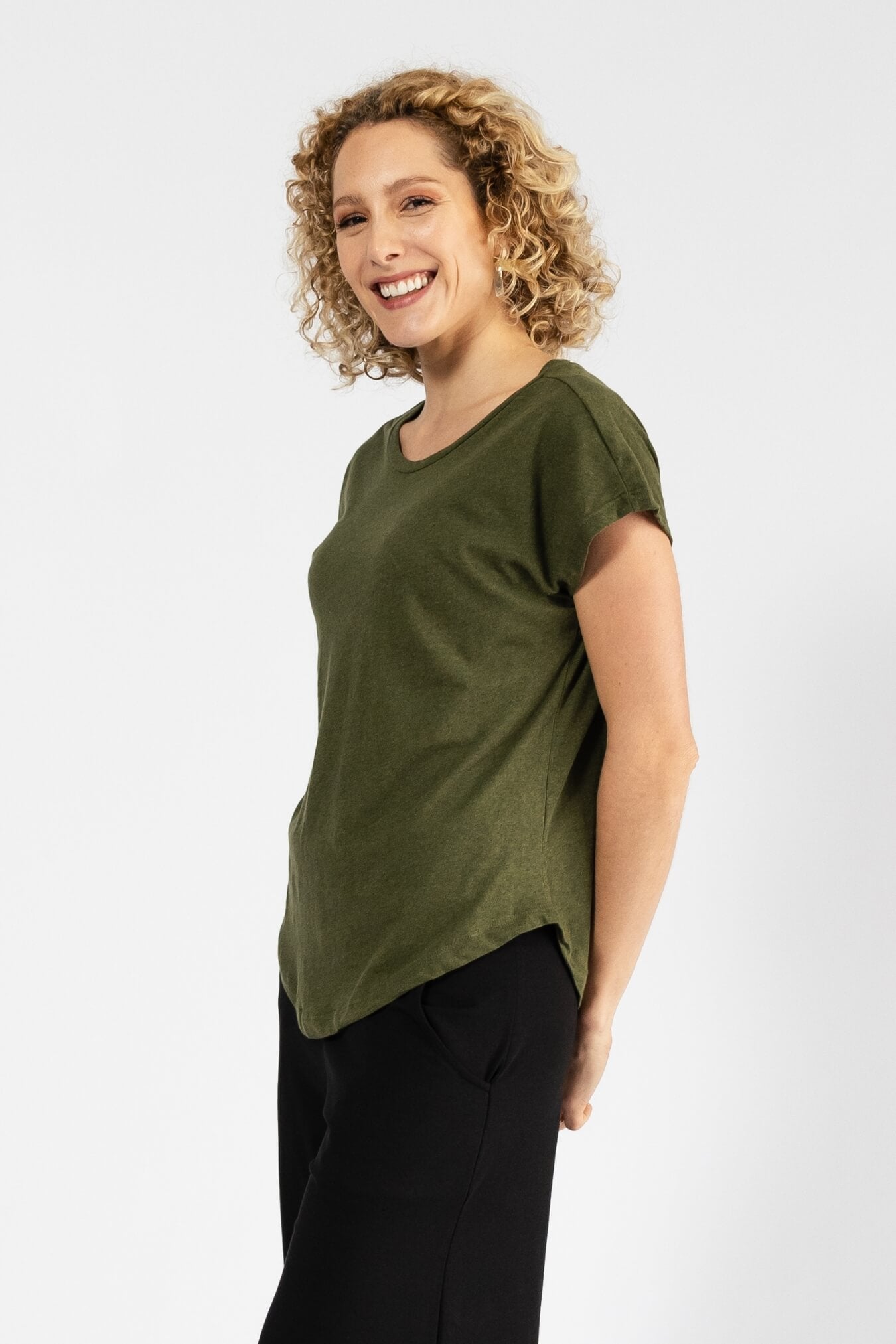 Surya Australia Organic Cotton Basic Tee made in Nepal - Olive