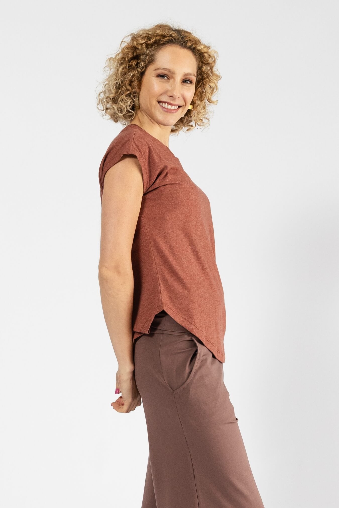 Surya Australia Organic Cotton Basic Tee made in Nepal - Dusty Mauve