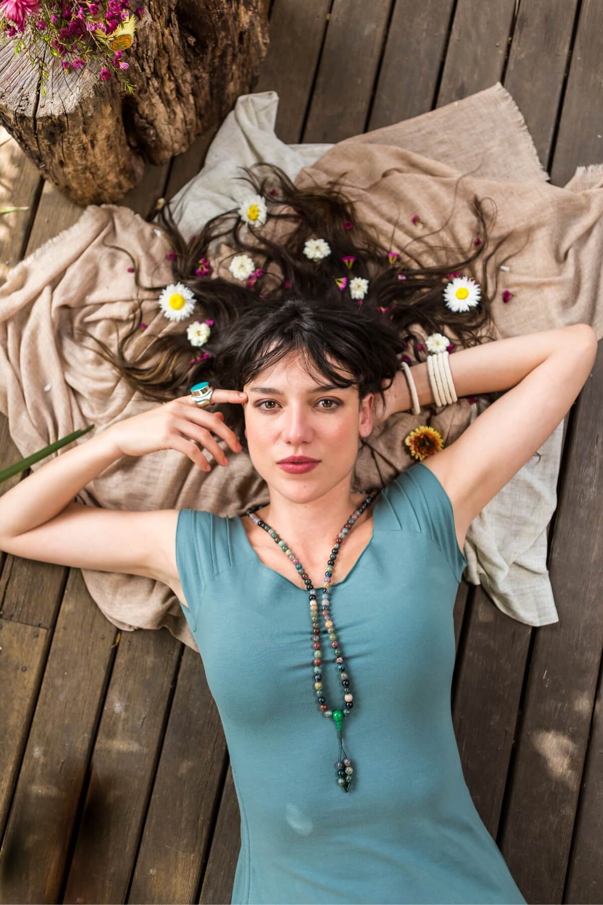 Surya Organic Cotton 'Priya' Dress - capped sleeves detail