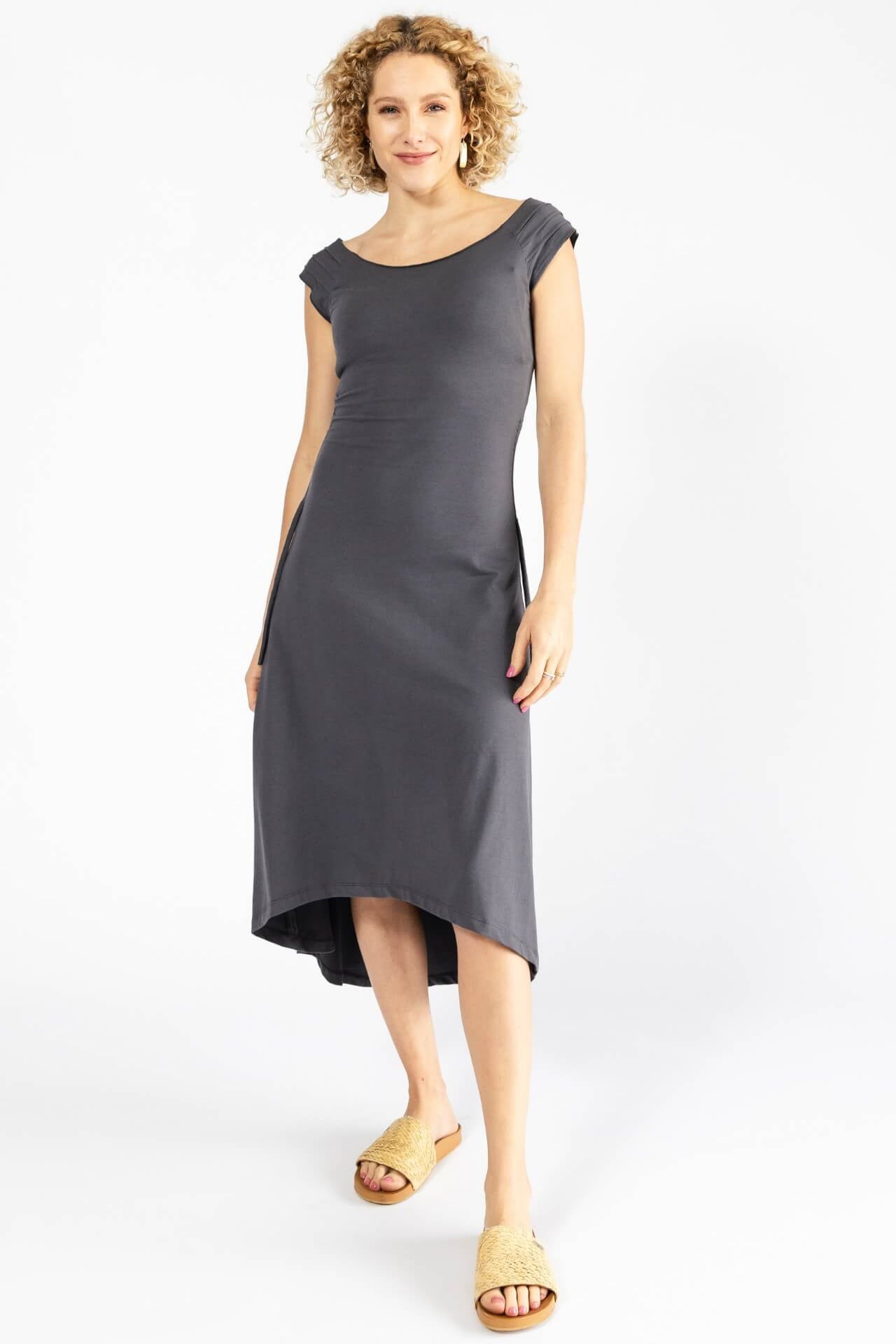 Surya Organic Cotton 'Priya' Dress - Dusty Grey