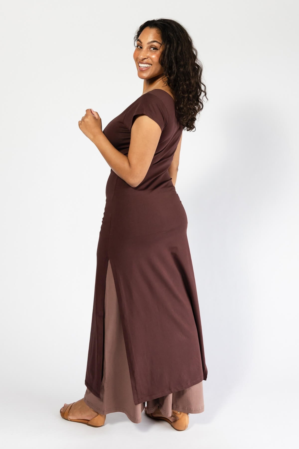Surya Organic Cotton Dress made in Nepal - flattering stretch organic cotton