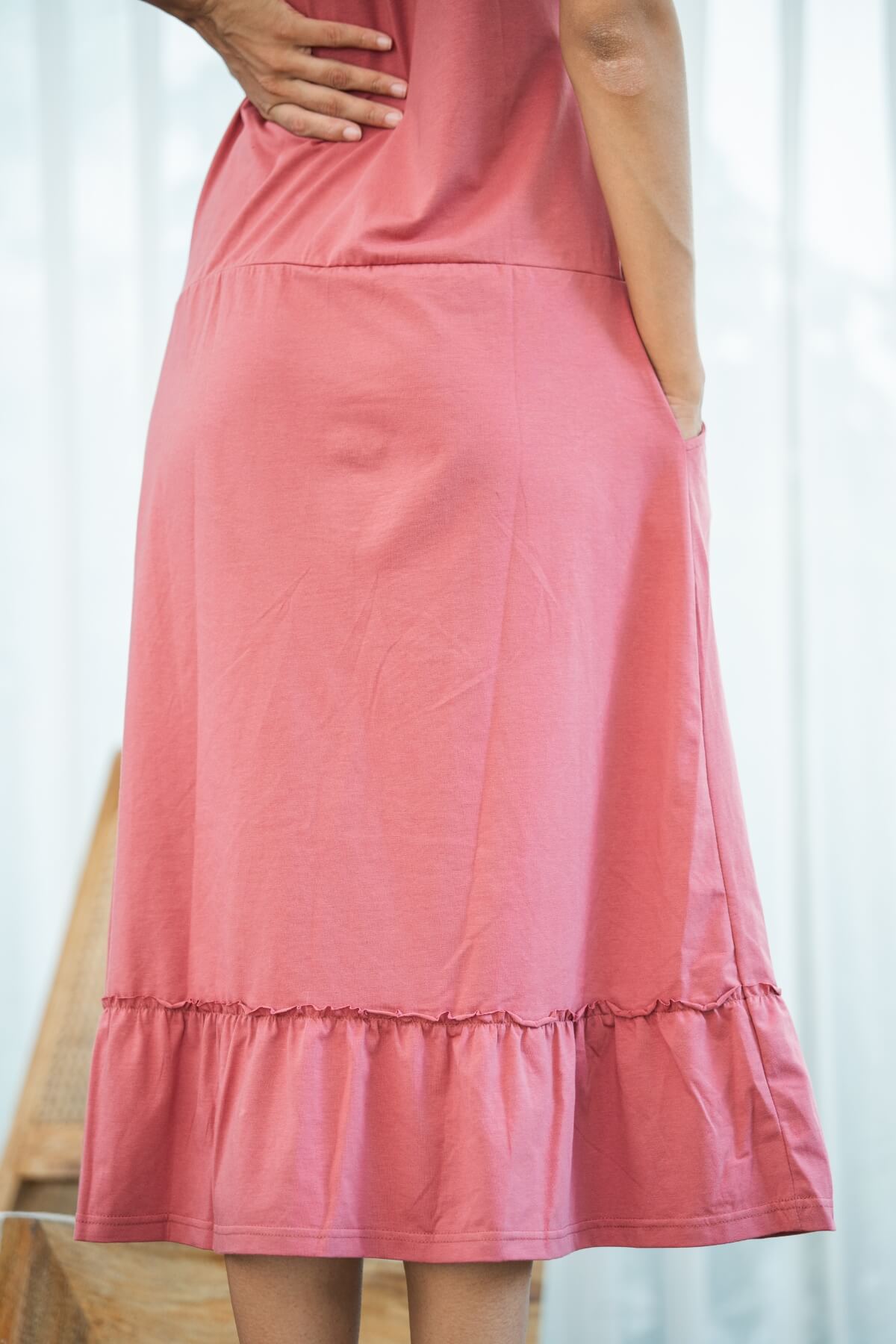 Surya Ethical Organic Cotton Midi Dress - hemline detail