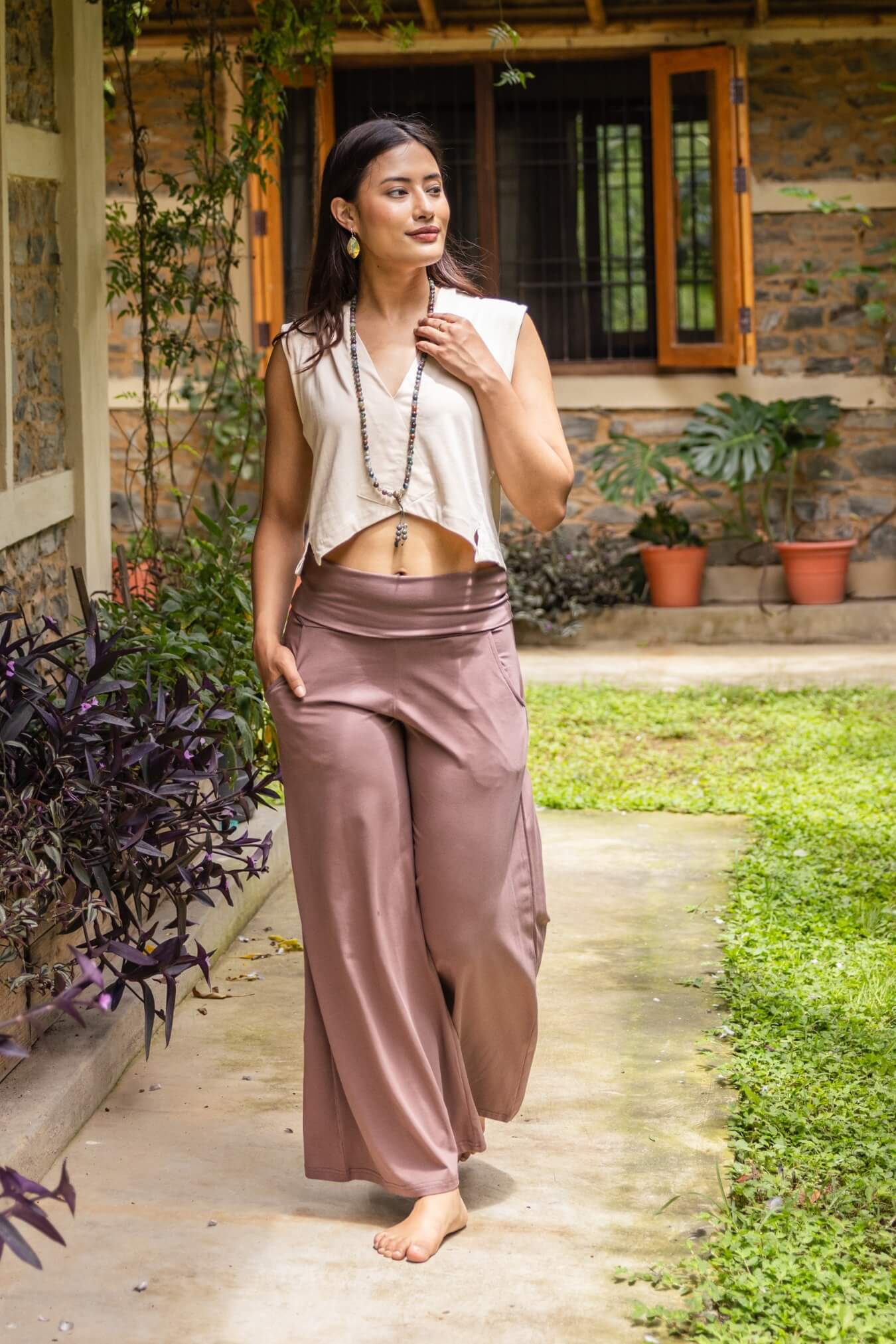 Surya Australia Organic Cotton 'Freedom Pants' made in Nepal - Dusty Mauve