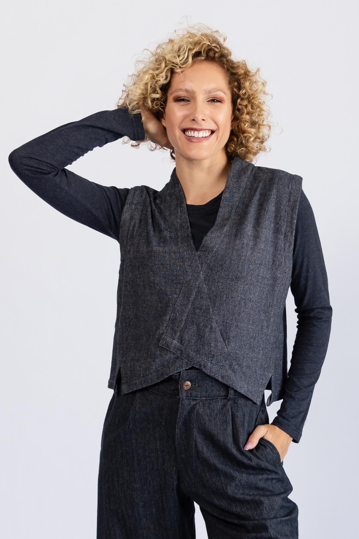 Surya Organic Denim Ayumi Vest - Dark Blue