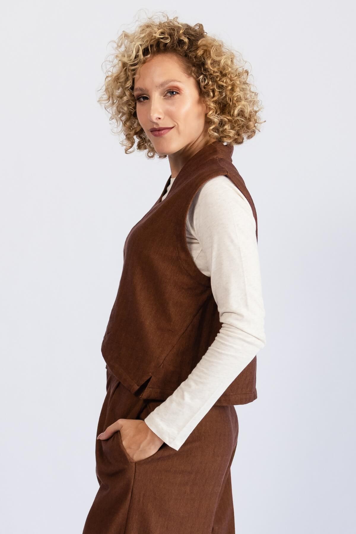 Surya Organic Denim Ayumi Vest - left side view