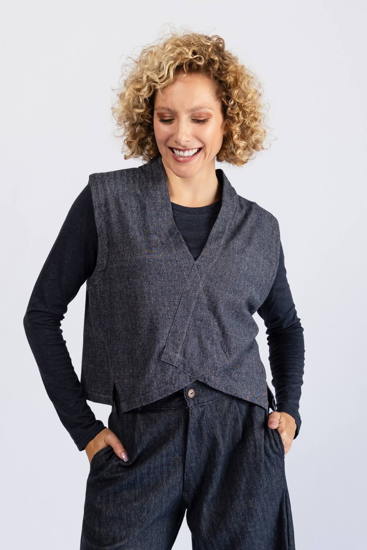 Surya Organic Denim Ayumi Vest - generous sizing