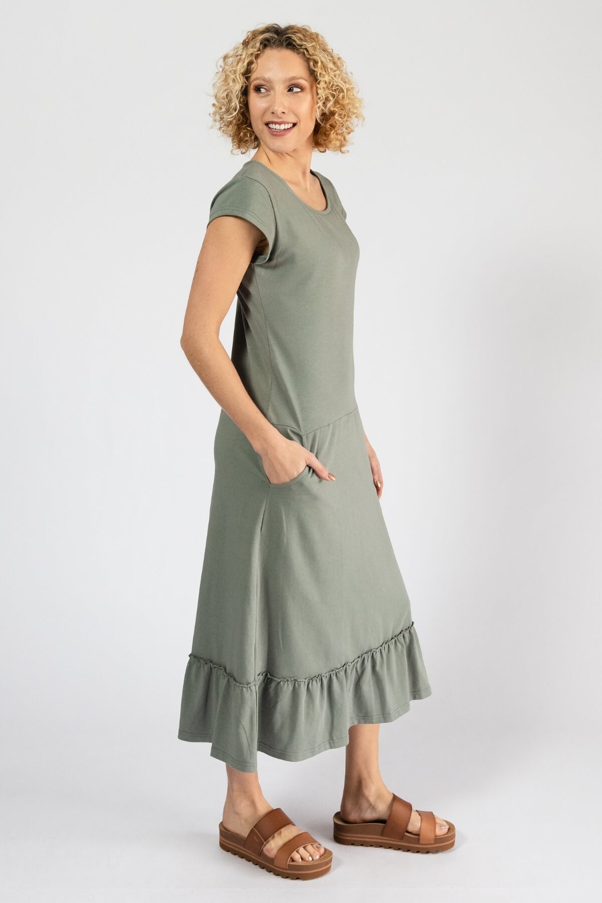 Surya Ethical Organic Cotton Midi Dresses - right side view