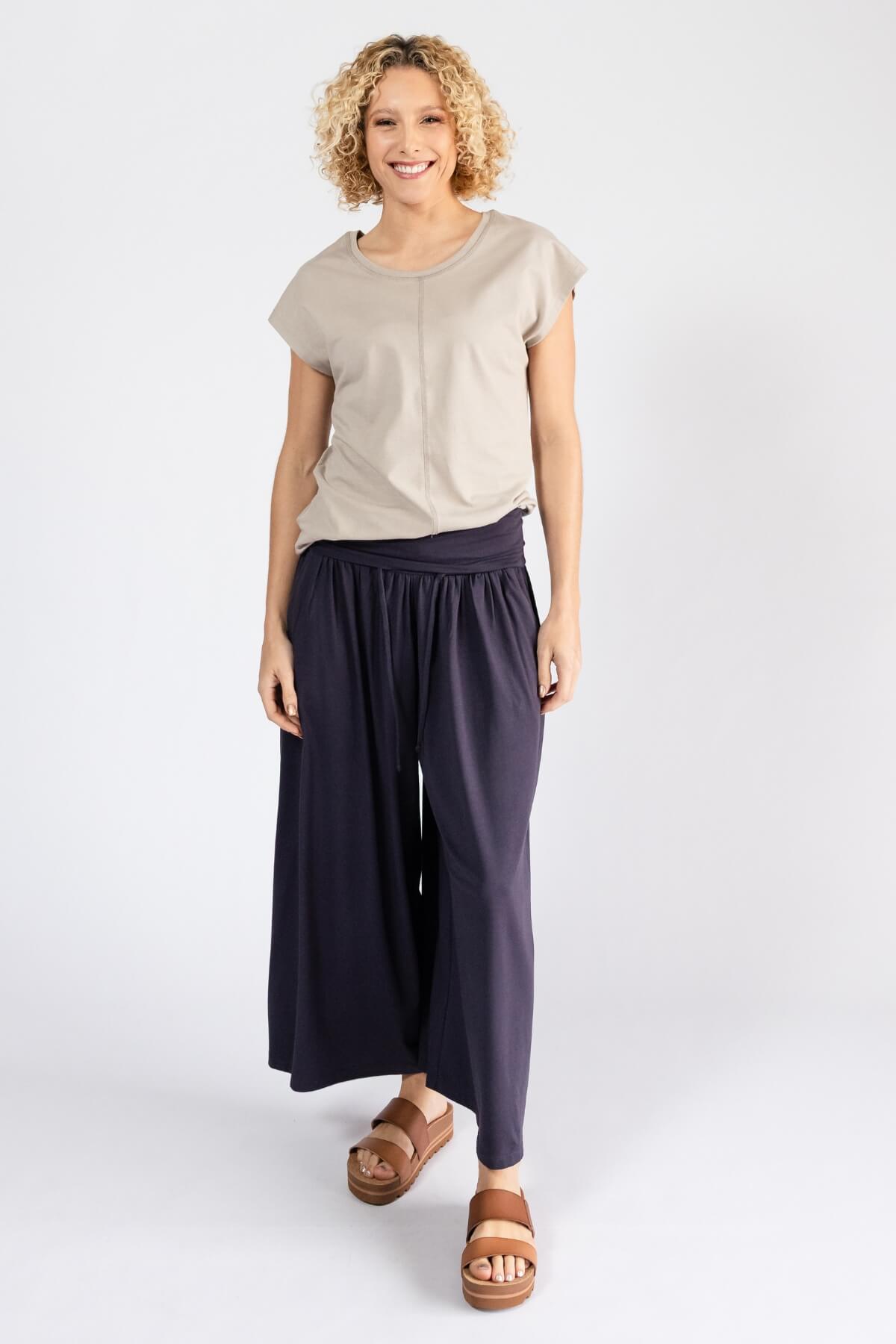Surya Organic Cotton Palazzo Pants - comfortable wide leg pants