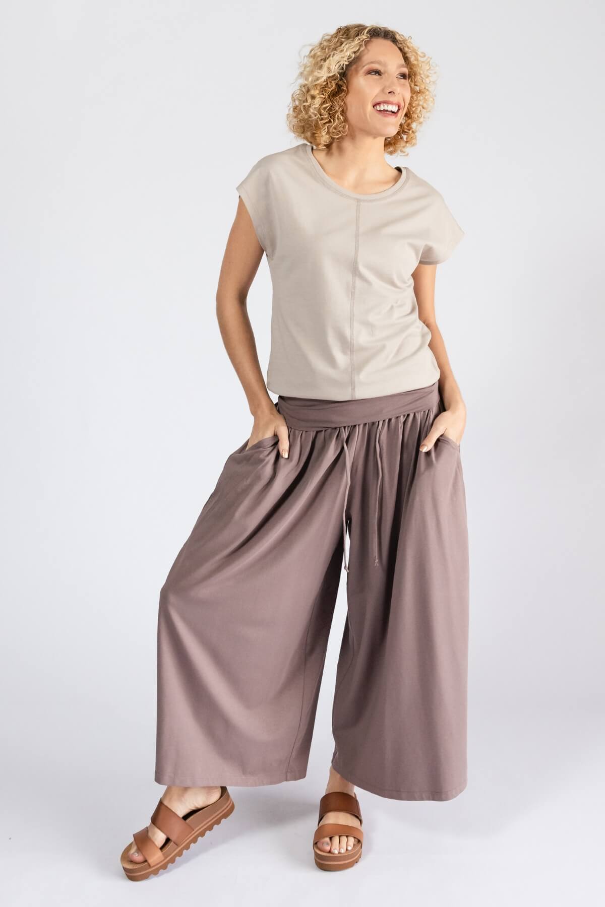 Surya Organic Cotton Palazzo Pants - with two hip pockets