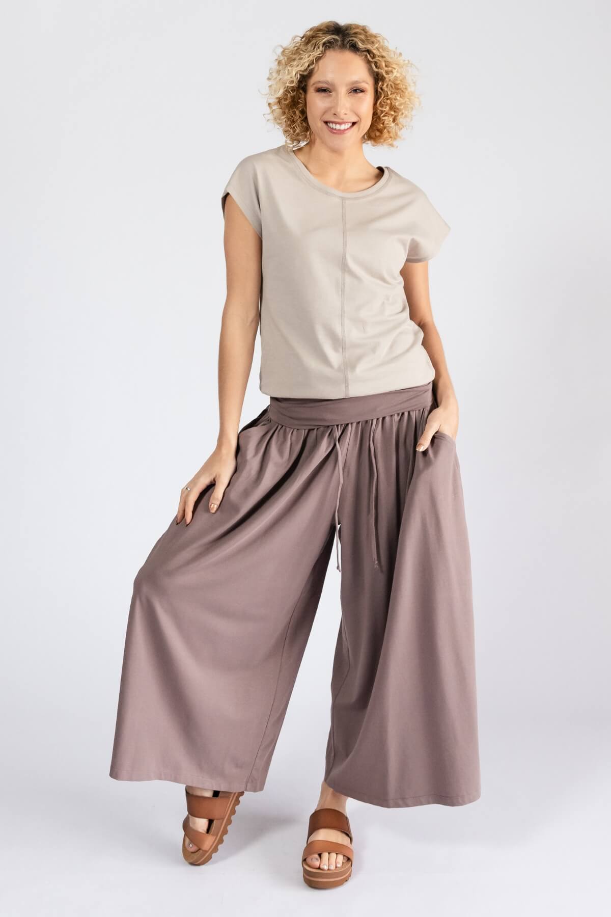 Surya Organic Cotton Palazzo Pants - dusty mauve